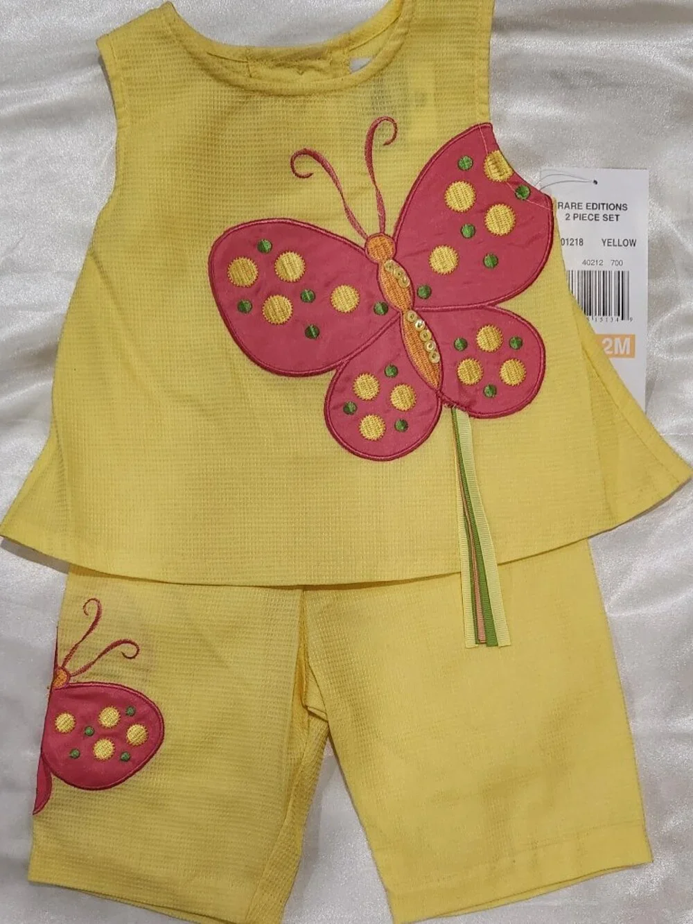 Rare Editions - Baby Girls' Yellow Butterfly Capri Set
